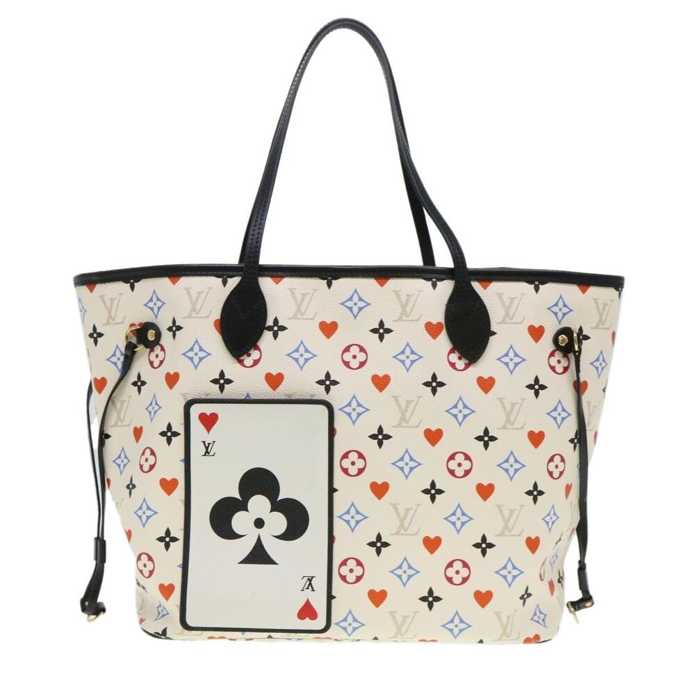 Louis Vuitton Monogram Game Neverfull MM Tote Bag White